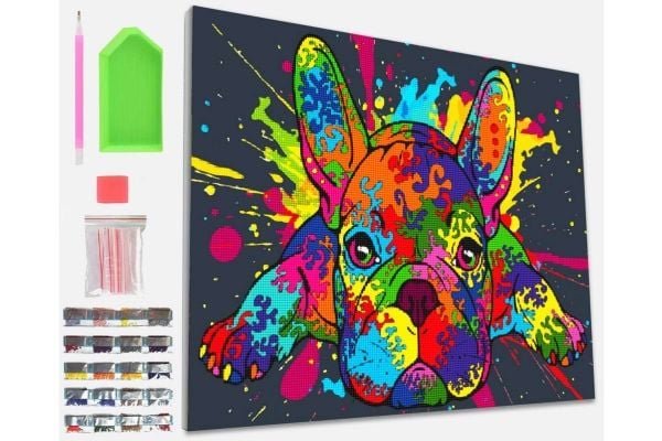 Planet Splat Planet diamantpuslespill FRANSK BULLDOG 30x40 cm