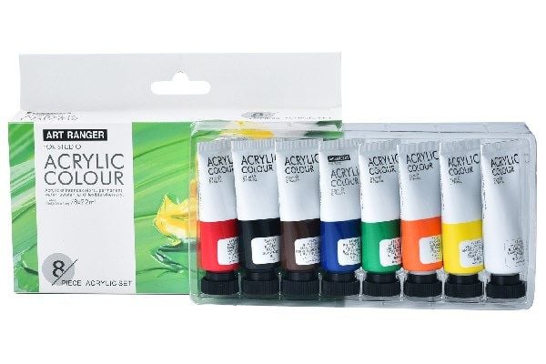 Akrylfärg set 8 st. 22 ml standardfärger