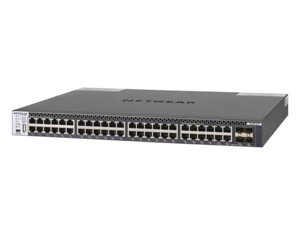 NETGEAR M4300-48X - Switch - L3 - Styrt - 48 x 10 Gigabit Ethernet + 4 x delt 10 Gigabit SFP+ - front til bakside-luftflyt - rackmonterbar