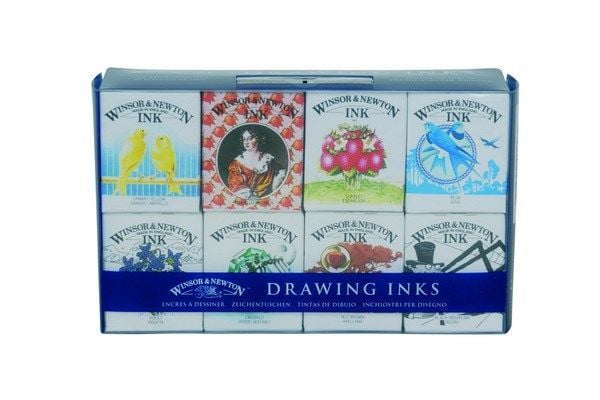 Winsor & Newton 5012572402484, Musta, Sininen, Ruskea, Oranssi, Violetti, Keltainen, 14 ml, 8 kpl, Valikoidut värit