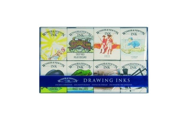 Winsor & Newton 5012572402491, Sort, Blå, Brun, Grønn, Lilla, Rød, Vermilion, Gult, 14 ml, 8 stykker, Assorterte farger