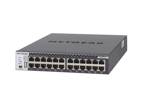 NETGEAR M4300-24X - Switch - L3 - Styrt - 24 x 10 Gigabit Ethernet + 4 x delt 10 Gigabit SFP+ - front til bakside-luftflyt - rackmonterbar