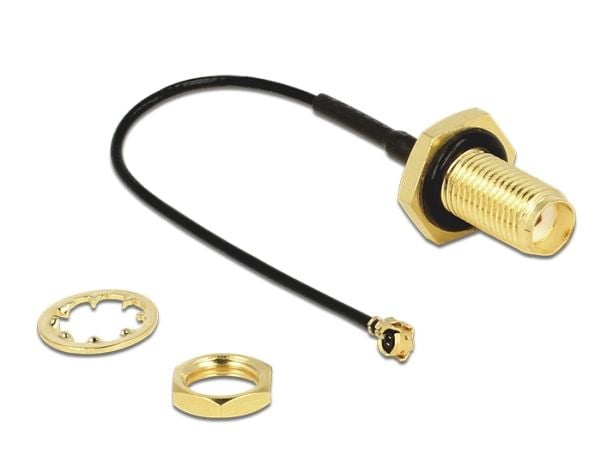 Delock - Antennekapel - SMA (hun) til I-PEX (han) - 10 cm - koaksial - sortti