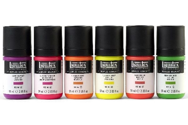 LQX akryl gouache-sett 6 x 59 ml fluorescerende