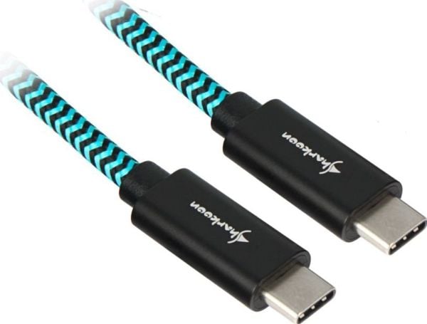 Sharkoon USB 3.1 C-C svart/blå 1,0 m - aluminium + flett