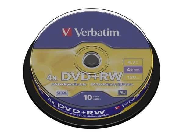 Verbatim - 10 x DVD+RW - 4.7 GB (120 min) 4x - matt sølv - spindel