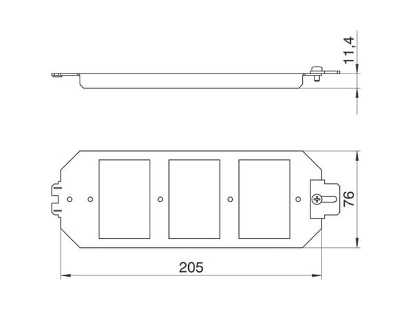 Obo Bettermann MTU 3, Svart, Stål, 76 mm, 11,4 mm, 208 mm