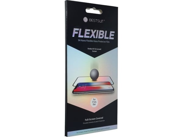 Kumppani Tele.com Joustava Nano Glass 5D Full Glue karkaistu lasi - iPhone 12 Pro Max 6.7:lle musta