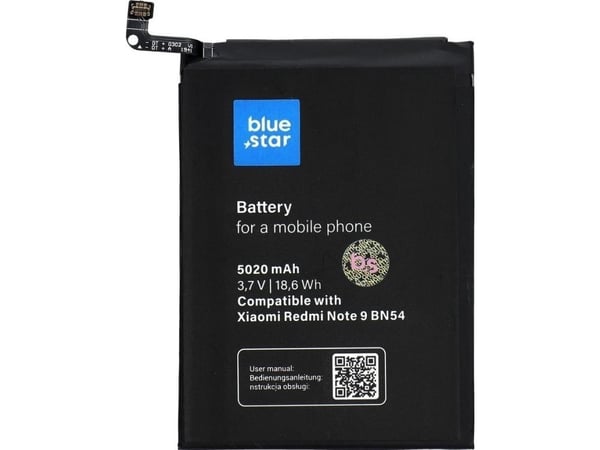 Blue Star-batteri til Xiaomi Redmi Note 9 (BN54) 5020 mAh Li-Ion Blue Star-batteri til Xiaomi Redmi Note 9 (BN54) 5020 mAh Li-Ion