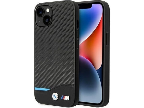 BMW BMHCP14M22NBCK iPhone 14 Plus 6.7" Black/Black Leather Carbon Case