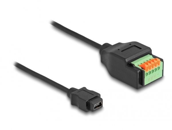 Delock USB 2.0 kabeltype Mini-B Buchse zu Terminalblock Adapter med Drucktaster 15 cm