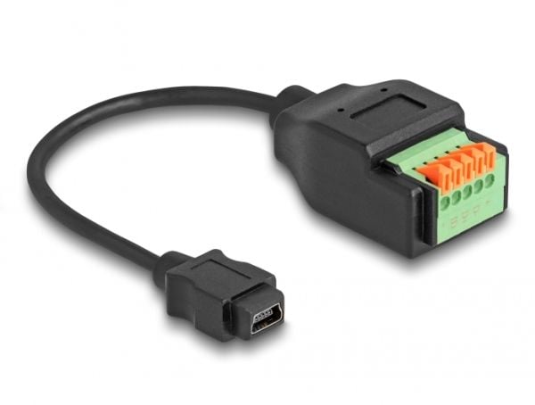 Delock USB 2.0 kabeltype Mini-B Buchse zu Terminalblock Adapter med Drucktaster 15 cm