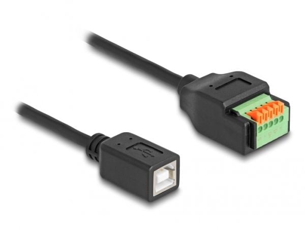 Delock USB 2.0 Kabel Type-B Buchse til Terminalblock Adapter med Drucktaster 15 cm