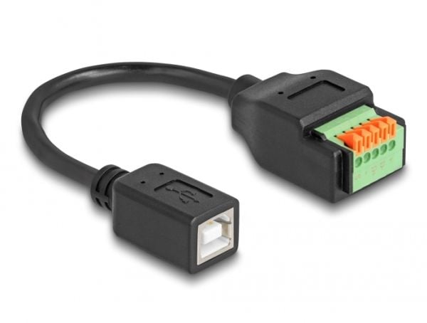 Delock USB 2.0 Kabel Type-B Buchse til Terminalblock Adapter med Drucktaster 15 cm