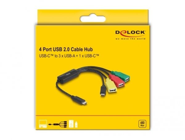 Delock - Hub - 4 x USB 2.0 - stasjonær - AC