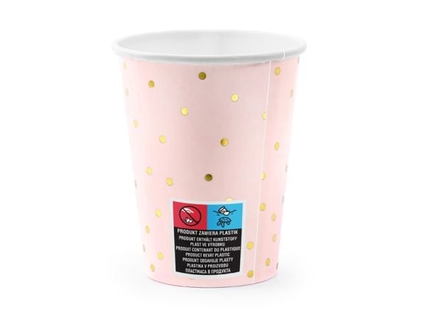 PartyDeco engångsglas Prickar, klar rosa, 260 ml one size