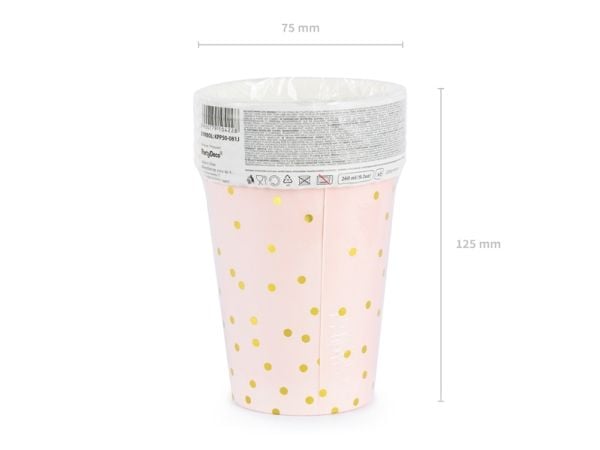 PartyDeco engångsglas Prickar, klar rosa, 260 ml one size