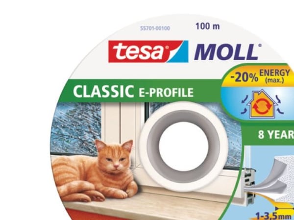 TESA PAKNING HVIT E - 100m 9mm