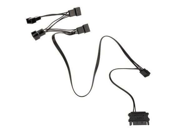 Y-kaapeli PC-ventilator [1x PC-ventilatortilslutning 4-pol. - 4x PC-ventilatortilslutning 4-pol.] 0,35 m Sort Kolink