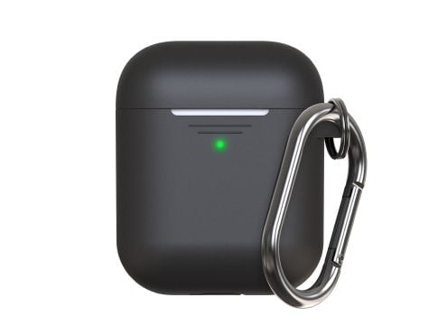 KeyBudz Elevate avaimenperä - Langattomien kuulokkeiden kotelo - pehmeä silikoni - musta - Apple AirPods -laitteille (1. sukupolvi, 2. sukupolvi)