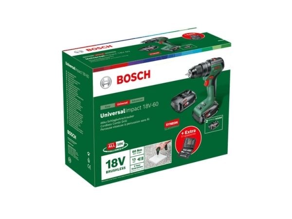 Bosch AKKUSLAGBOREMASKINE 18V-60 2X2AH M/51AC