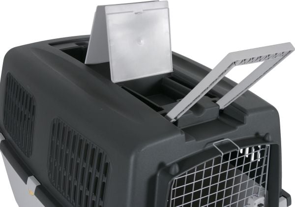 TRIXIE 39873, Hård transportbur, Transportbur för husdjur, Hund, 38 kg, Frontmatad, Svart, Grå