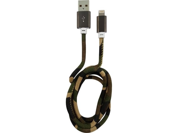 LC Power - Lightning-kabel - USB-hann til Lightning-hann - 1,0m - kamuflasjegrønn - for Apple iPad/iPhone/iPod (Lightning) (LC-C-USB-LIGHTNING-1M-5)