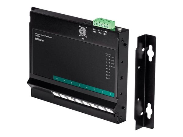 TRENDnet TI-PG80F - Industrial - switch - ohanterad - 8 x 10/100/1000 (PoE+) - DIN-skenmonterbar, väggmonterbar - PoE+ (200 W) - TAA-kompatibel