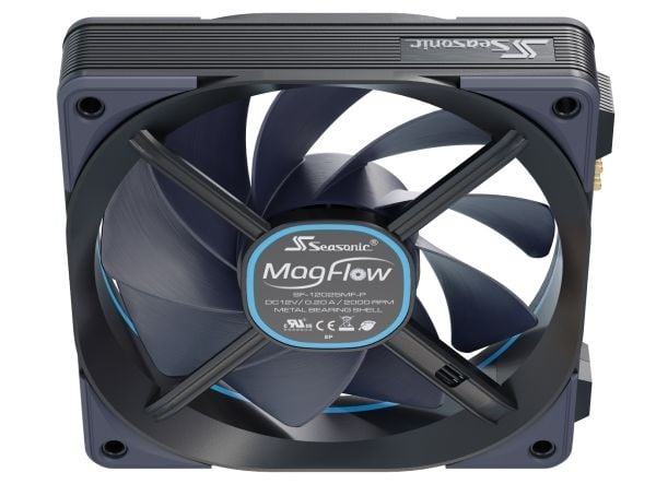 Seasonic MagFlow 1-Fan Kit, Vifte, 12 cm, 600 RPM, 2000 RPM, 63,33 cfm, Sort