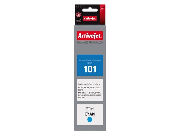 Activejet Epson 101 AE-101C, Cyan, Färgbaserat bläck, 70 ml, 1 styck, Enpack