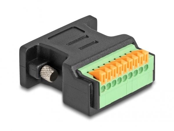 Delock D-Sub 9 hona till kopplingsplintadapter med tryckknapp