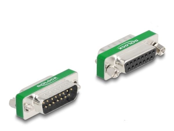 Delock HF/EMI-dämpningsfilter D-Sub 15 stift hane till hona med kapacitivt lågpassfilter