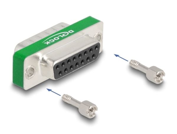 Delock HF/EMI-dämpningsfilter D-Sub 15 stift hane till hona med kapacitivt lågpassfilter