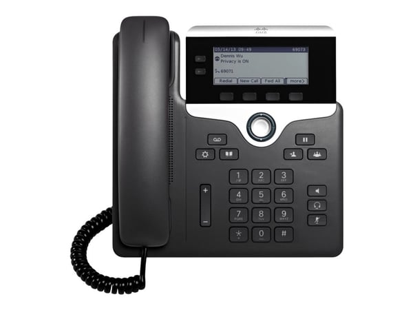 Cisco 7821, IP Phone, Musta, Hopea, Johdollinen puhelin, Polykarbonaatti, Pöytä/Seinä, 2 linjat