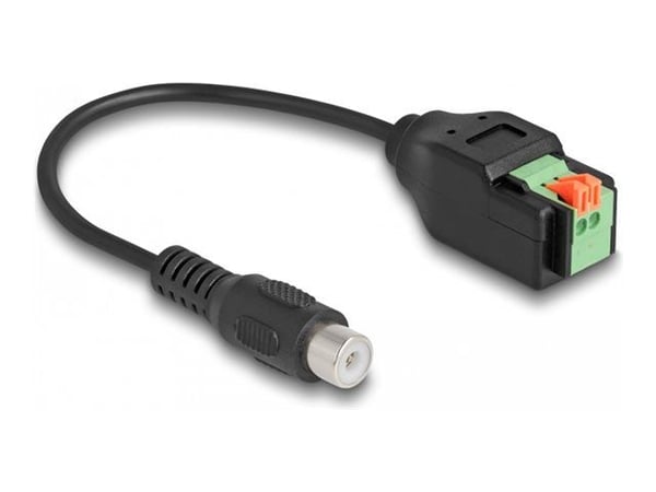 Delock - Lydadapter - 2-pinners terminalblokk til RCA hunn - 15 cm - Svart (66327)