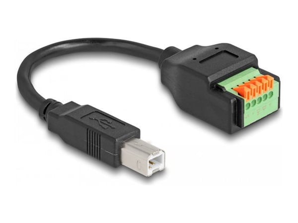 Delock USB 2.0 -kaapeli B-tyypin uros liittimeen, jossa on painike 15 cm