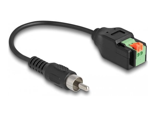 Delock - Lydadapter - 2-pinners terminalblokk til RCA hann - 15 cm - Svart (66254)
