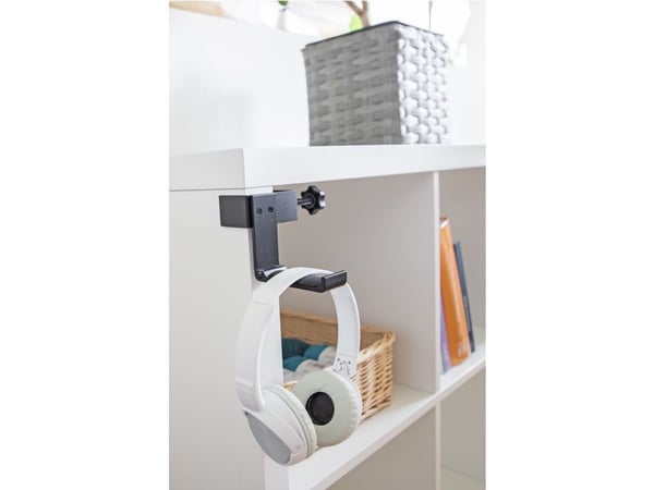 Delock hodetelefonholder justerbar for bordmontering aluminium sort
