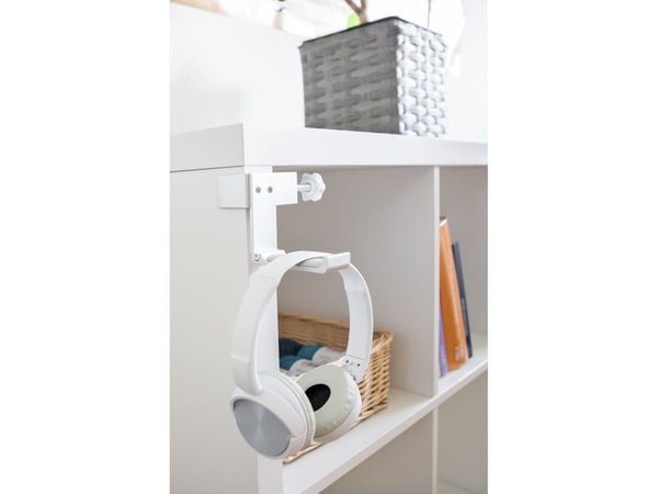 Delock - Holder for hodetelefoner - adjustable, for desk mounting, aluminum - sølv