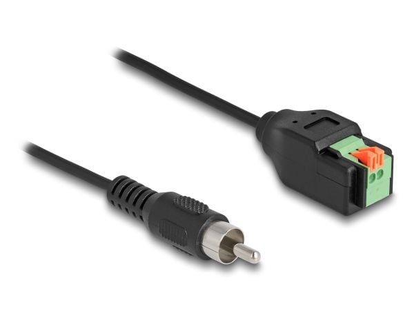 Delock - Lydadapter - 2-pinners terminalblokk til RCA hann - 15 cm - Svart (66254)