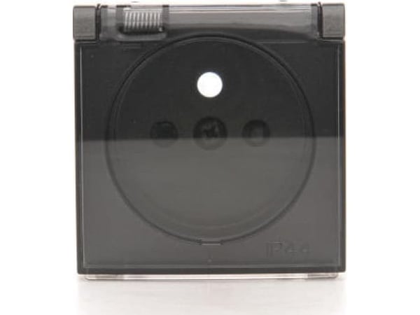 Kontakt-Simon Simon 54 täcklock för uttagsinsats IP44-version med luckskydd, transparent lucka, matt svart (DGZ1BUZP/49A) – kräver IP44-tätning