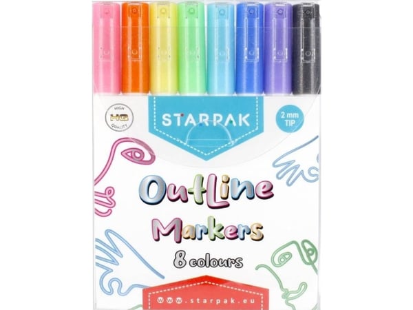 Starpak konturmarker outline metal C 8 färger st WB12/36