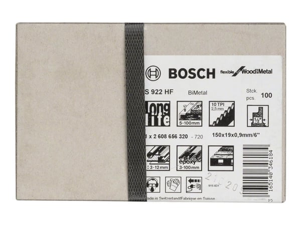 Bosch flexible for Wood and Metal S 922 HF - Sagblad - for rør, tre med spiker, blikk, paller, aluminum profiles - 100 deler - lengde: 150 mm - bre...