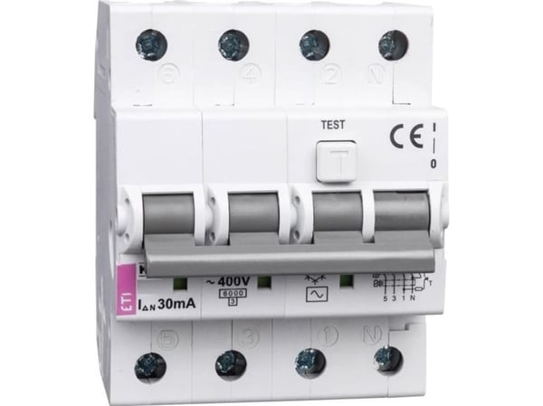 Eti-Polam jordfelsbrytare 4P 25A B 0,03A typ AC KZS-4M 002174006
