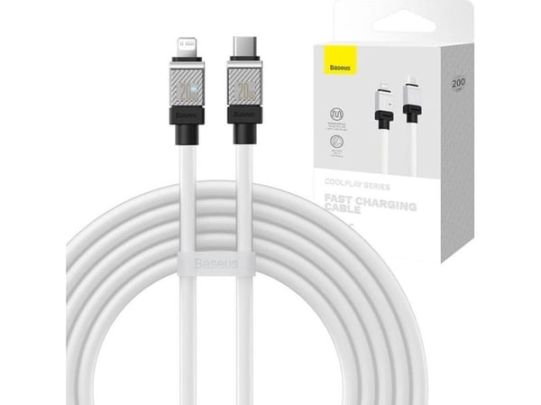 Baseus USB-C til Lightning CoolPlay Series 20W hurtigladekabel 2 m (hvit) Baseus USB-C til Lightning CoolPlay Series 20W hurtigladekabel 2 m (hvit)