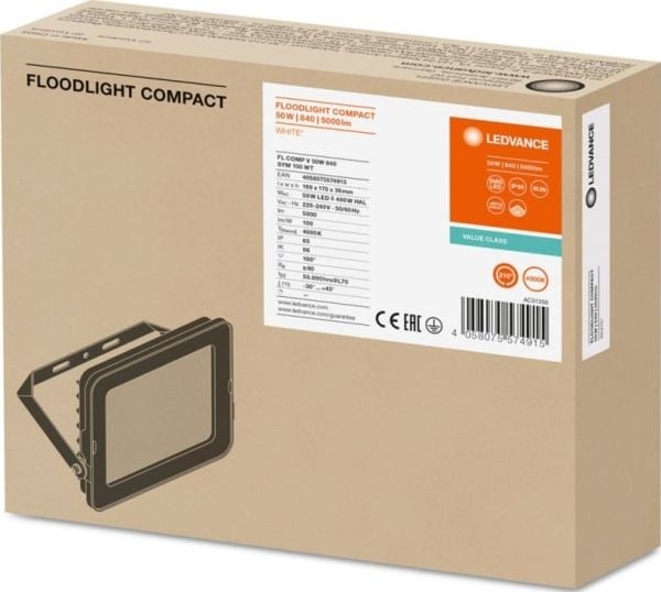 Ledvance valonheitin LED FLOOD COMPACT V 50W 840 SYM 100 WT 4058075574915