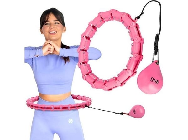 One Fitness hula hoop med knopper og vekter OHA02 rosa