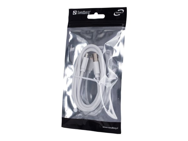 Sandberg MicroUSB Sync/Charge 1m SAVER, 1 m, Micro-USB A, USB A, Valkoinen