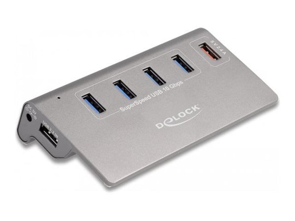 Delock - Hubb - 10 Gbps, + 1 Fast Charging Port incl. Power Supply - 4 x USB 3.2 Gen 2 - skrivbordsmodell
