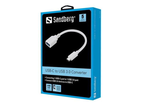 Sandberg - USB-sovitin - USB Type A (hun) til 24 pin USB-C (han) - USB 3.1 - 10 cm